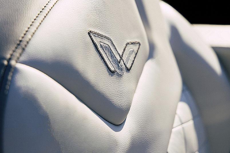 Manufacturer Provided Image: Close-up of 2026 Lowe SS 230 DV seat with embroidered logo.