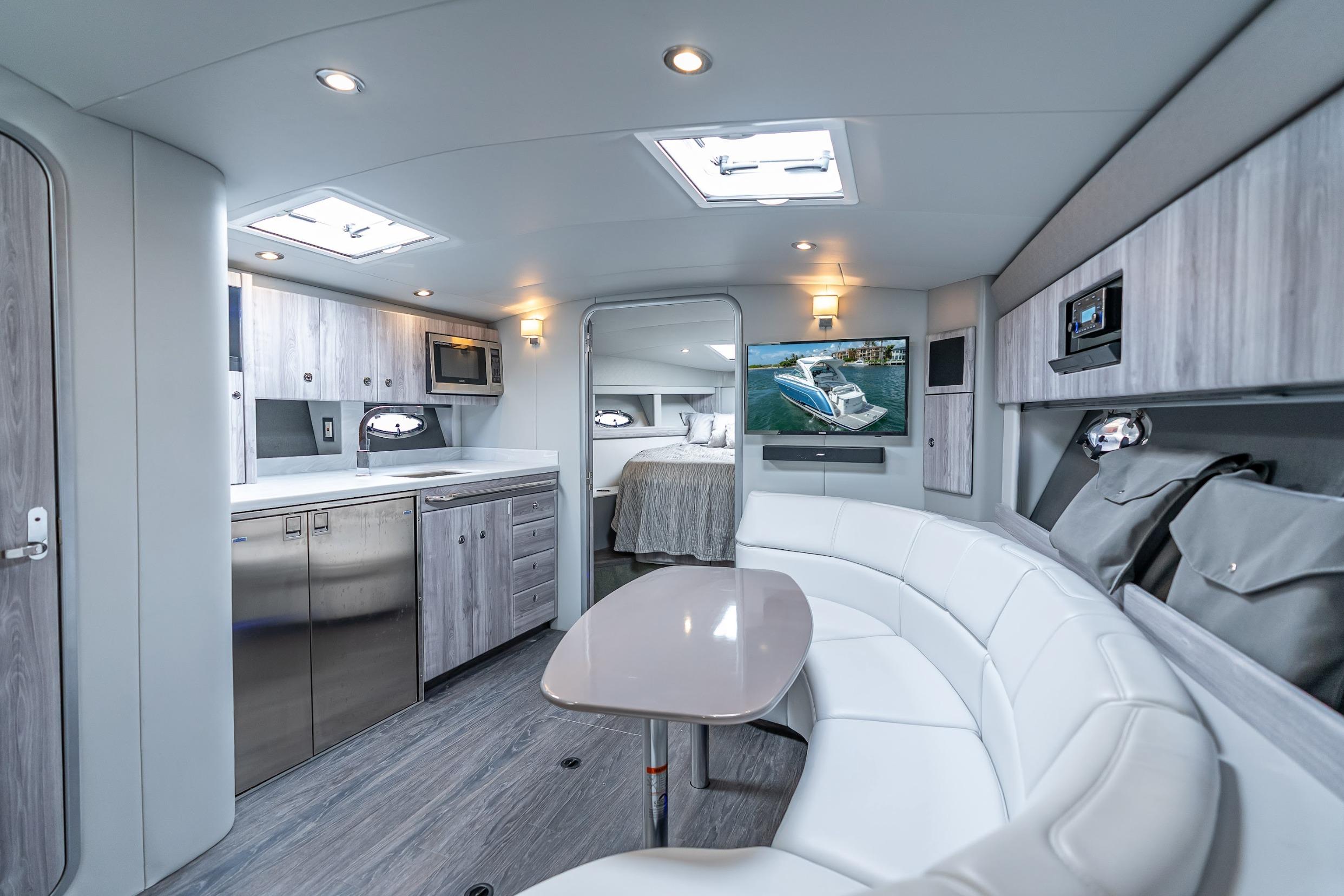 Luxurious interior of 2022 Formula 40 Performance Cruiser with modern amenities and elegant design.