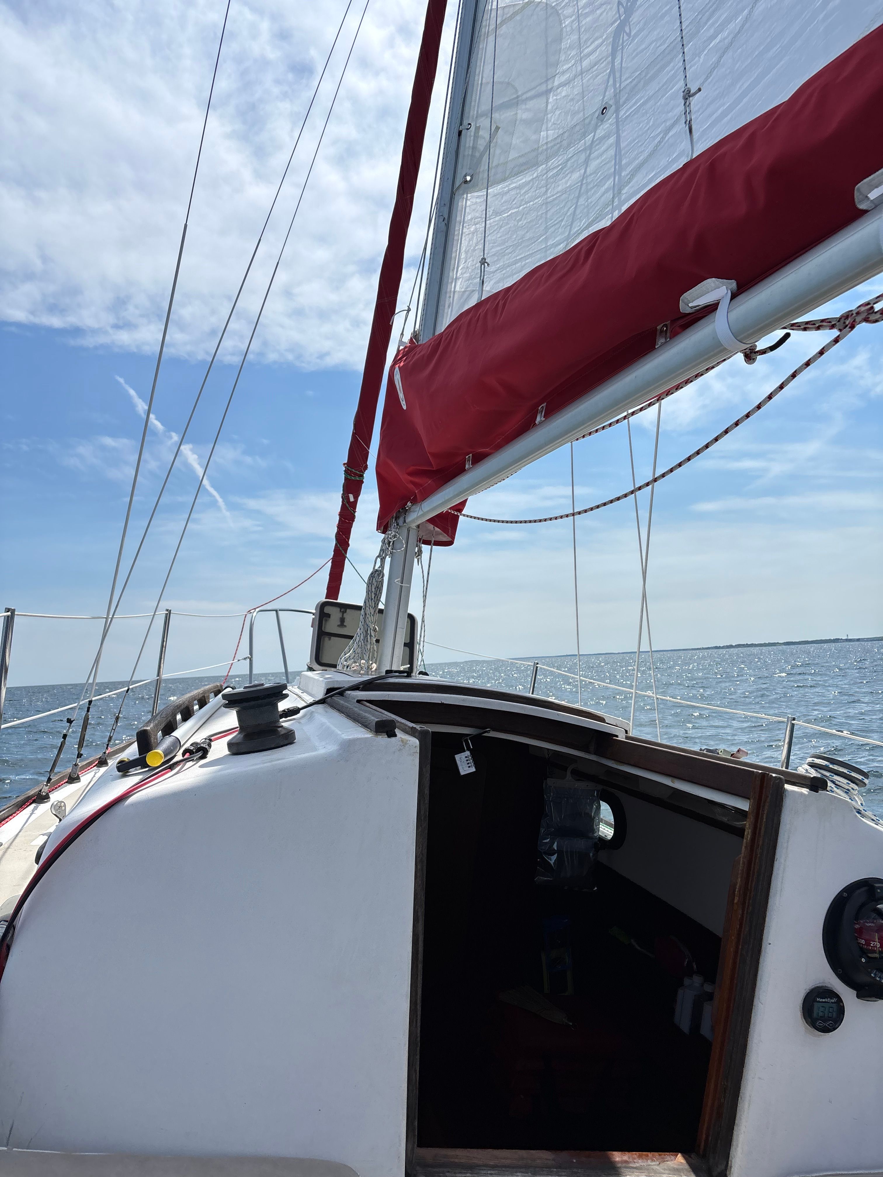 1986 Cape Dory 26 sailboat on the water.