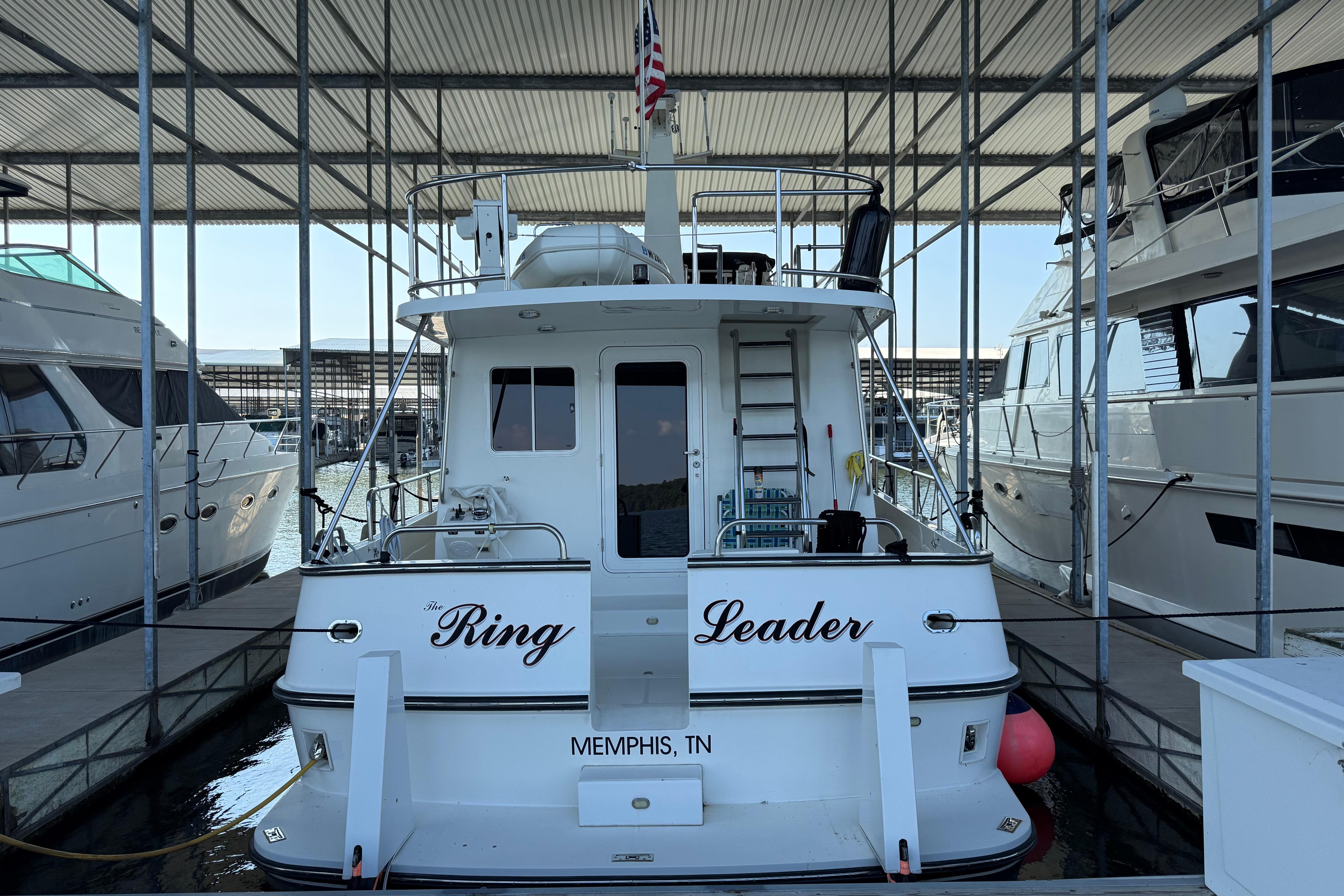 2007 Nordic Tug 54 docked, named "Ring Leader," in Memphis, TN marina.