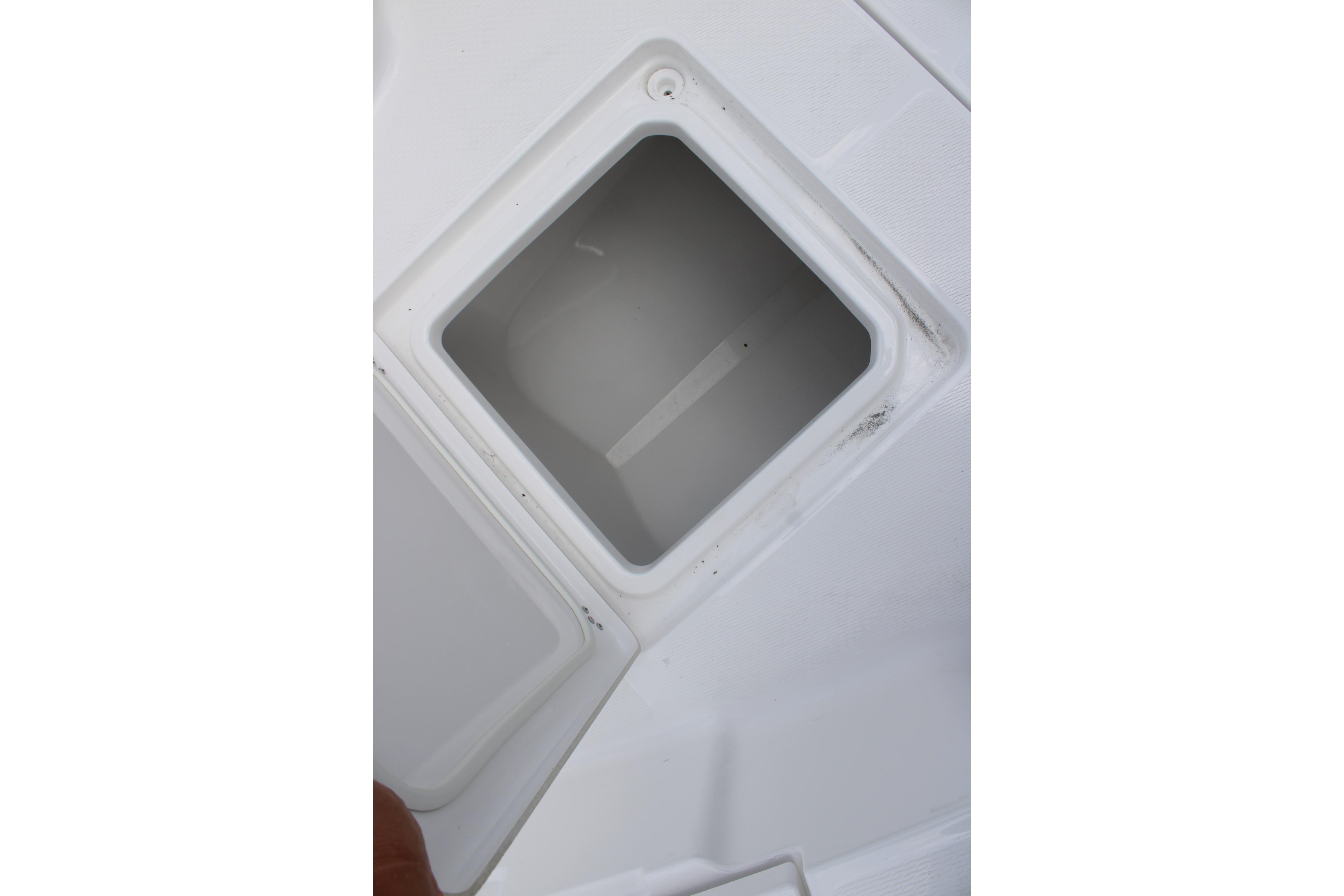 Open storage compartment on 2027 Blazer Bay Makaira 2800 boat.