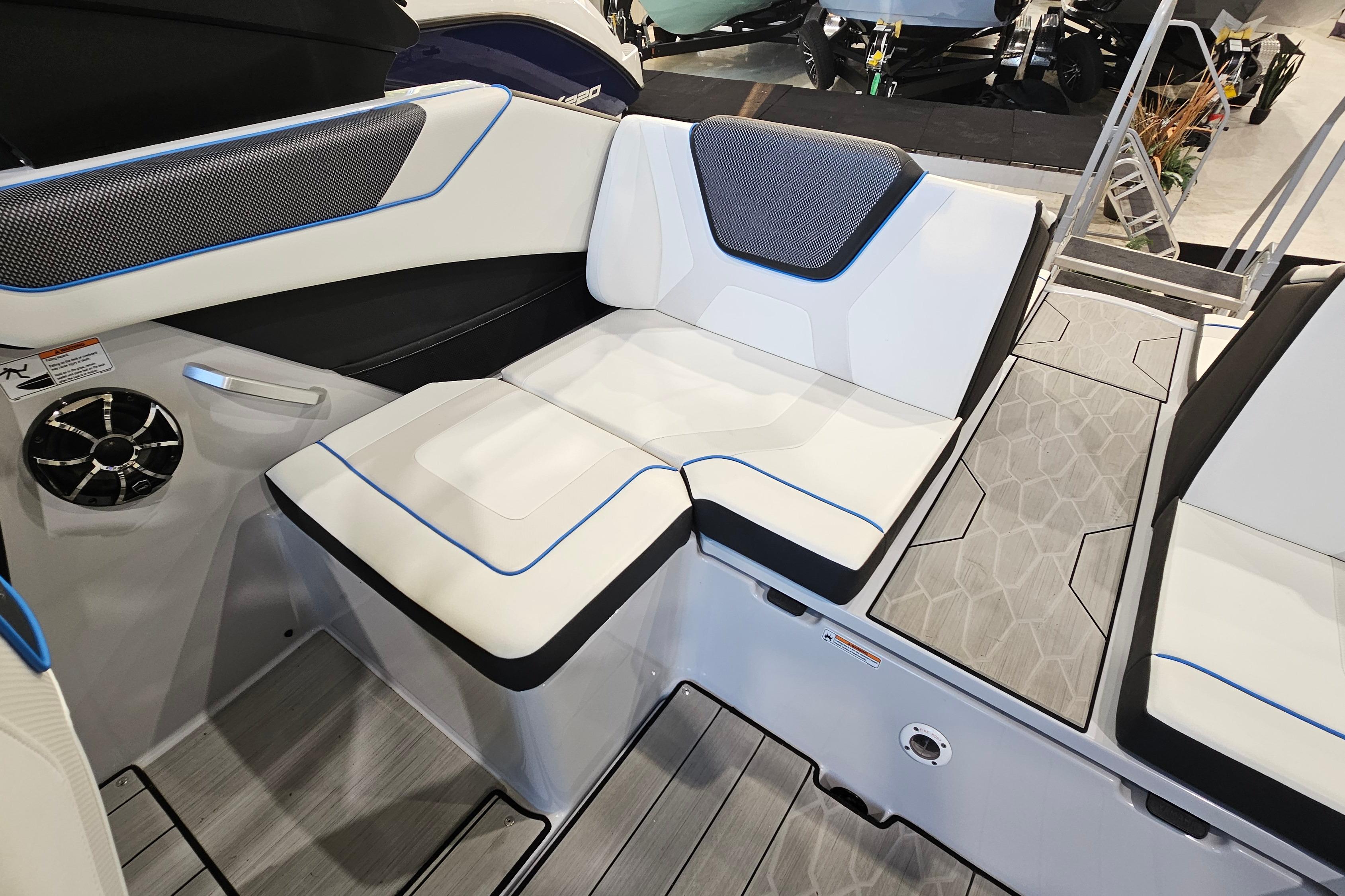 2023 Yamaha Boats 222XD interior seating with modern design and premium materials.