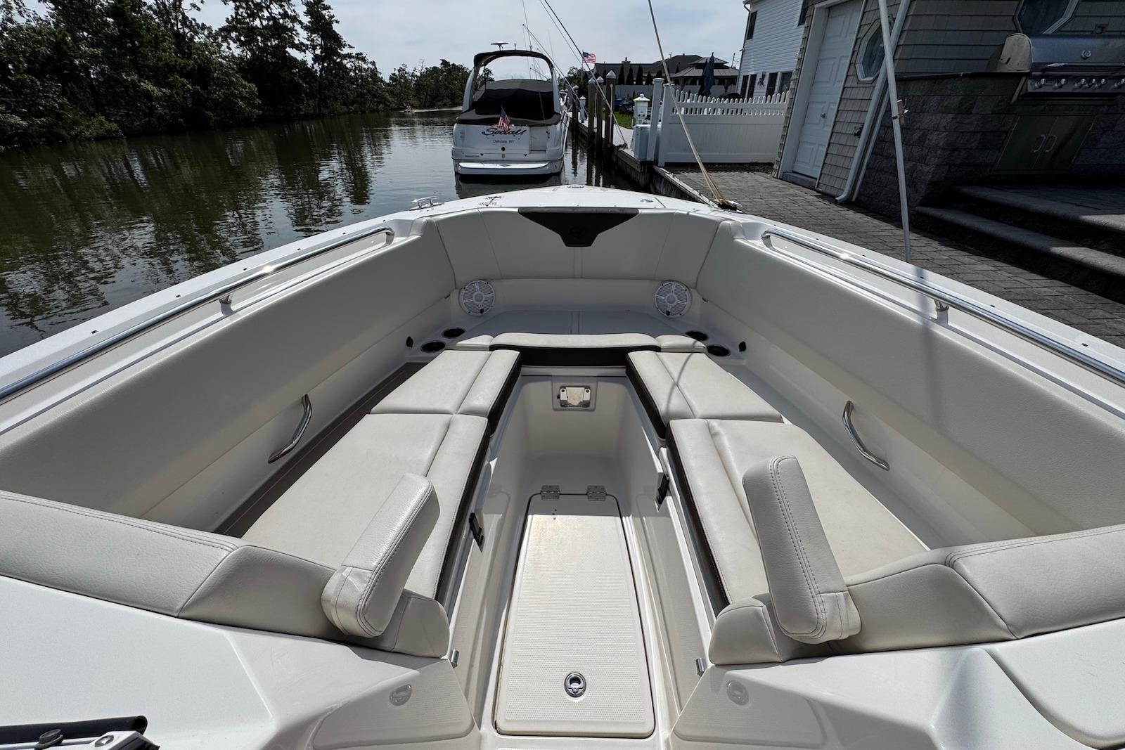 2022 Sailfish 276 DC boat interior with spacious seating and sleek design.