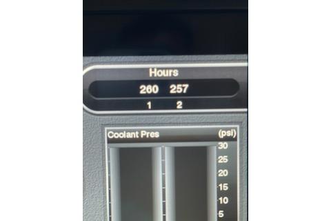 Display panel showing engine hours and coolant pressure for 2015 Scout 255 LXF.