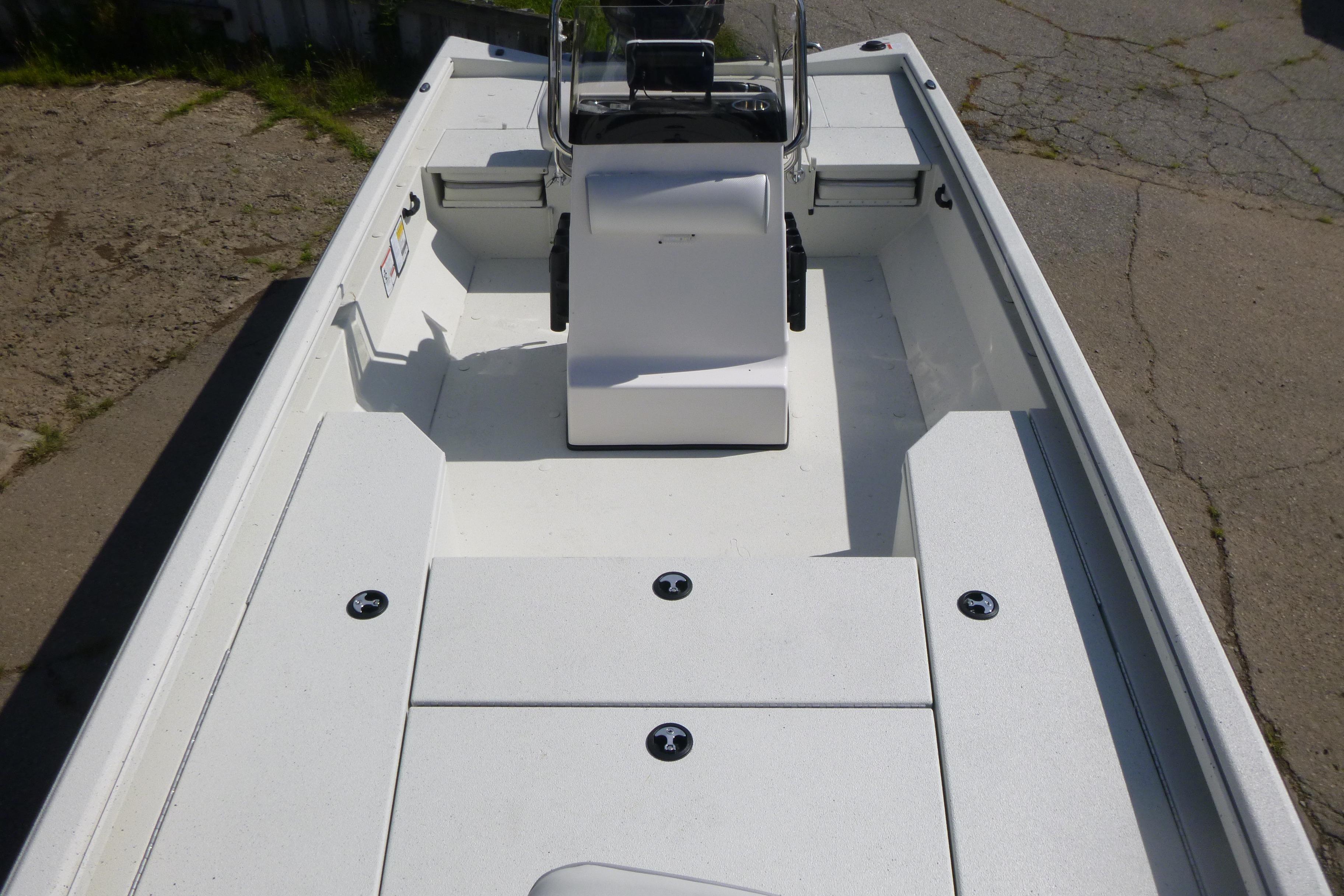2025 Ranger RB210 boat interior with spacious deck and central console.