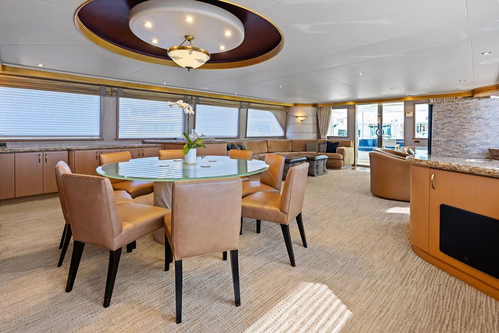 Luxurious interior of a 1999 Westport 112 yacht.