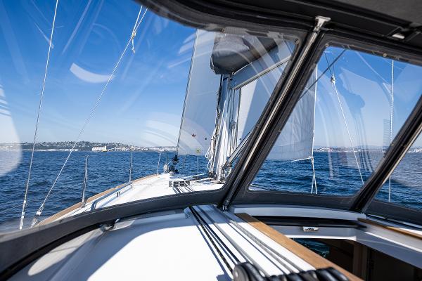 Beneteau Oceanis 38.1 sailboat on open sea, year 2021.