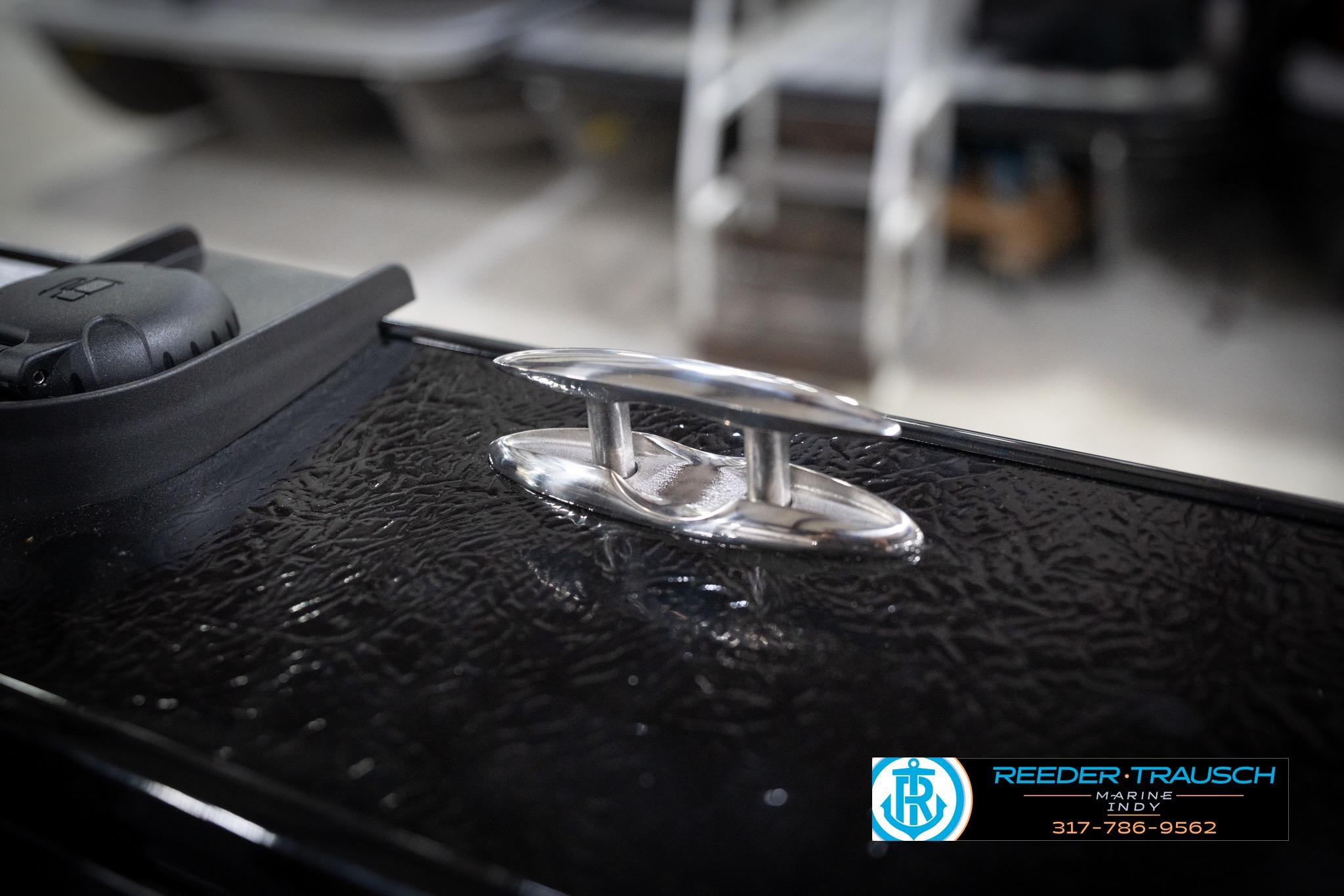 2026 Lund 2275 Baron boat cleat detail, featuring sleek chrome finish.