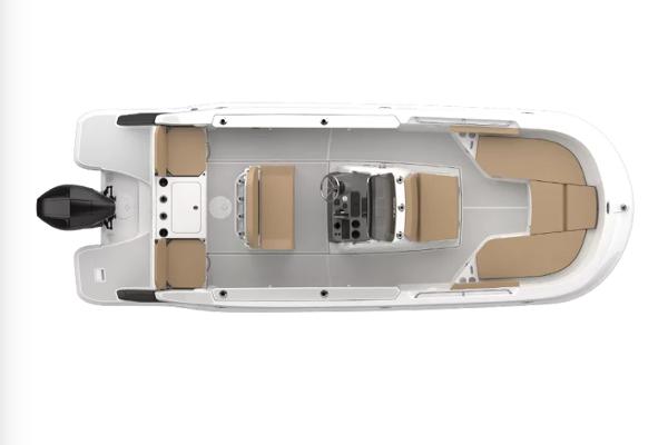 Manufacturer Provided Image: 2025 Bayliner Trophy T22CC boat, top view, featuring spacious seating and modern design.