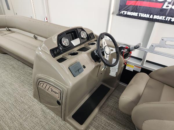 2025 Ranger 200C boat interior with steering console and seating.