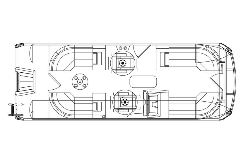 Manufacturer Provided Image: Top view blueprint of 2026 Viaggio Lago V-U 22 pontoon boat design.
