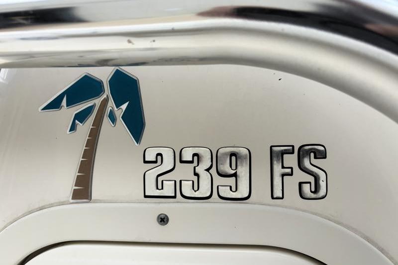 2024 Key West 239 FS boat logo with palm tree design.