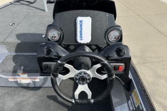 Steering console of 2026 Nitro Z17 boat with Lowrance electronics.