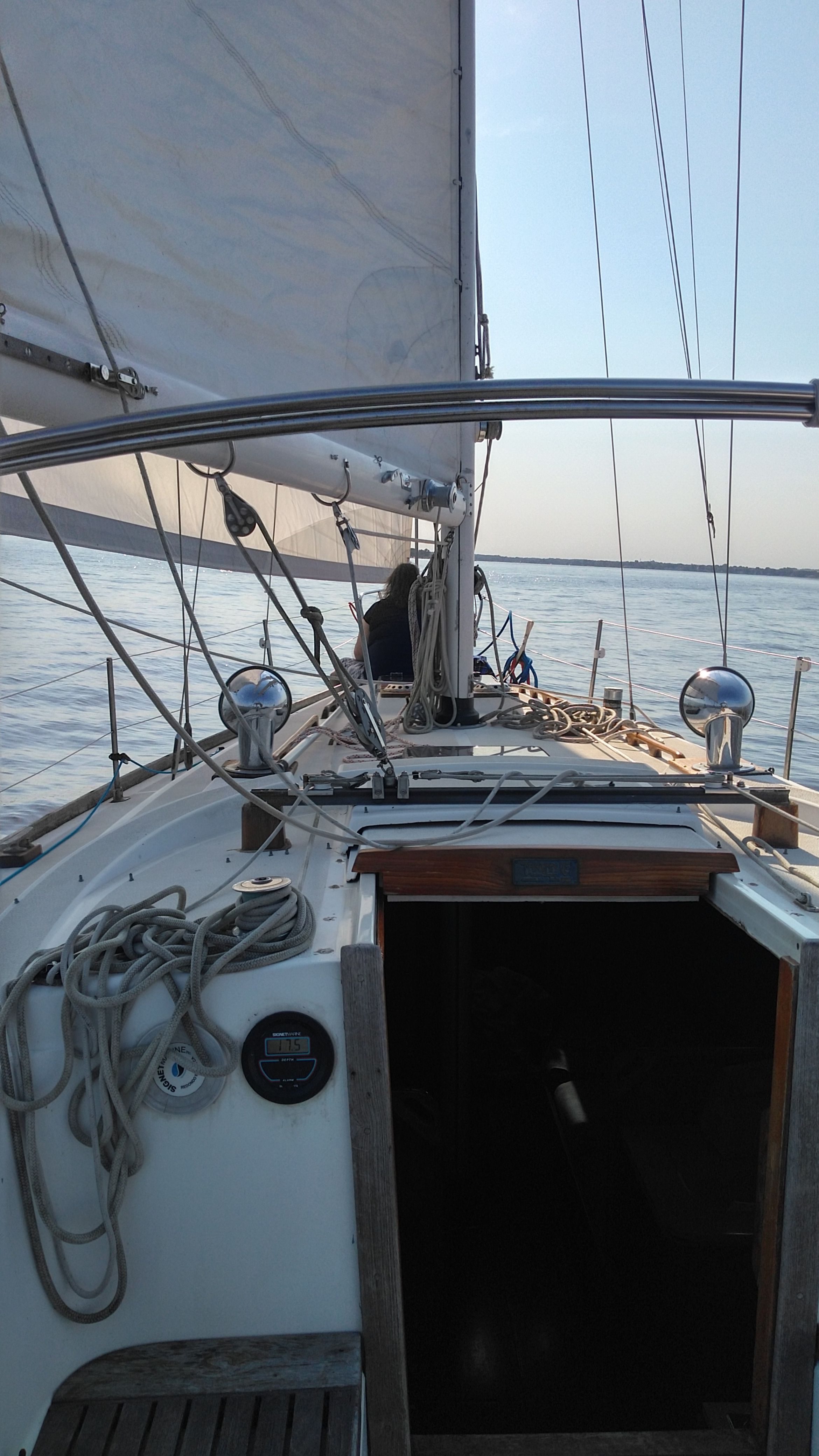 1978 Tartan 37 sailboat cruising on calm waters.