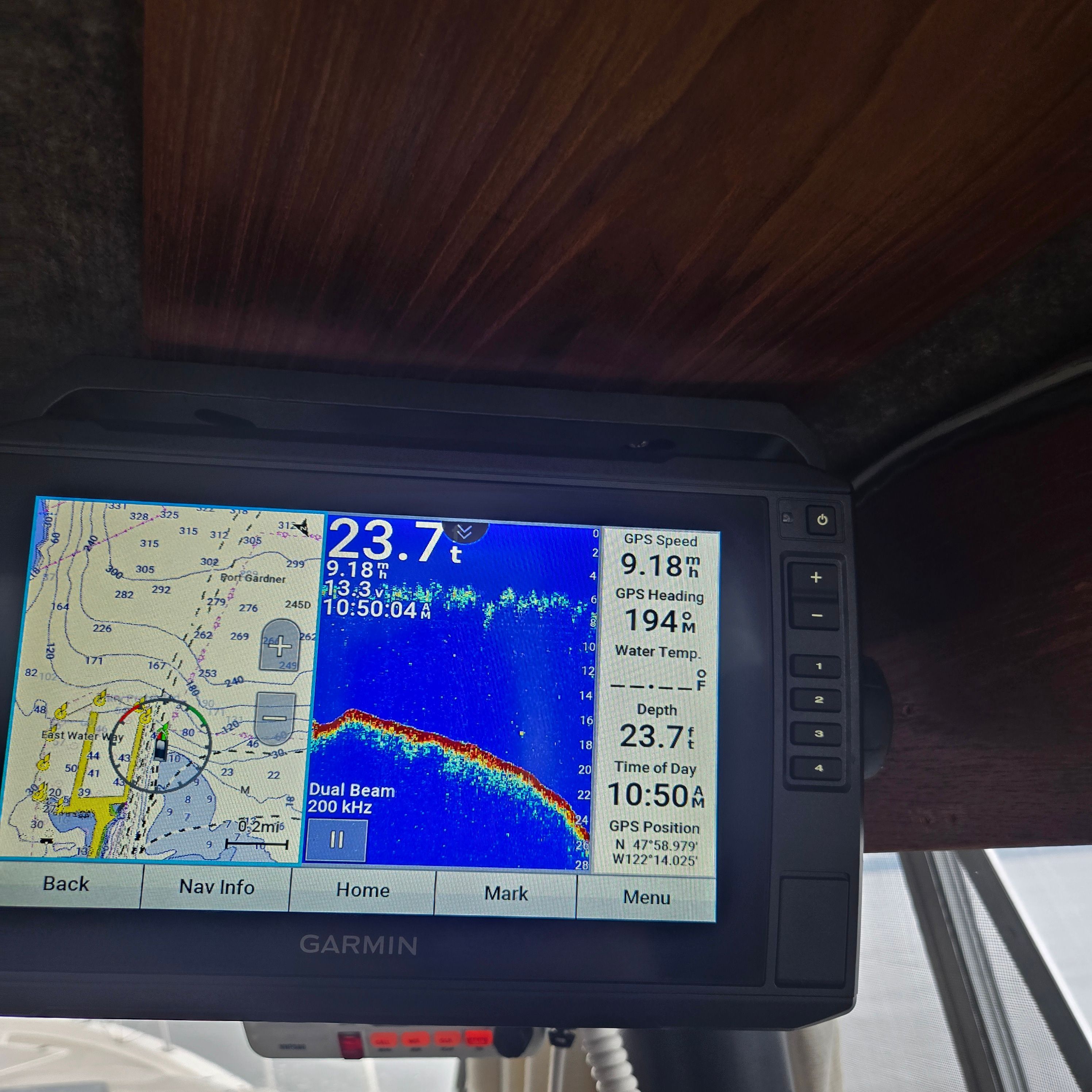 Garmin navigation system on 1984 Bayliner 3870 Motoryacht.