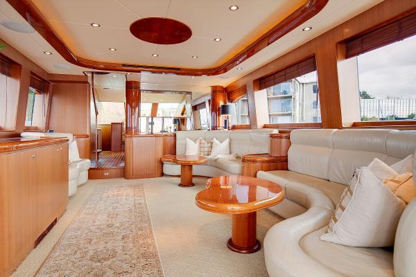 Luxurious interior of 2006 Horizon 82’ Cockpit Motoryacht.