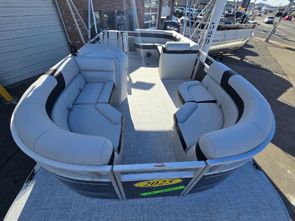 2025 Berkshire 20 CL pontoon boat with spacious seating and modern design.