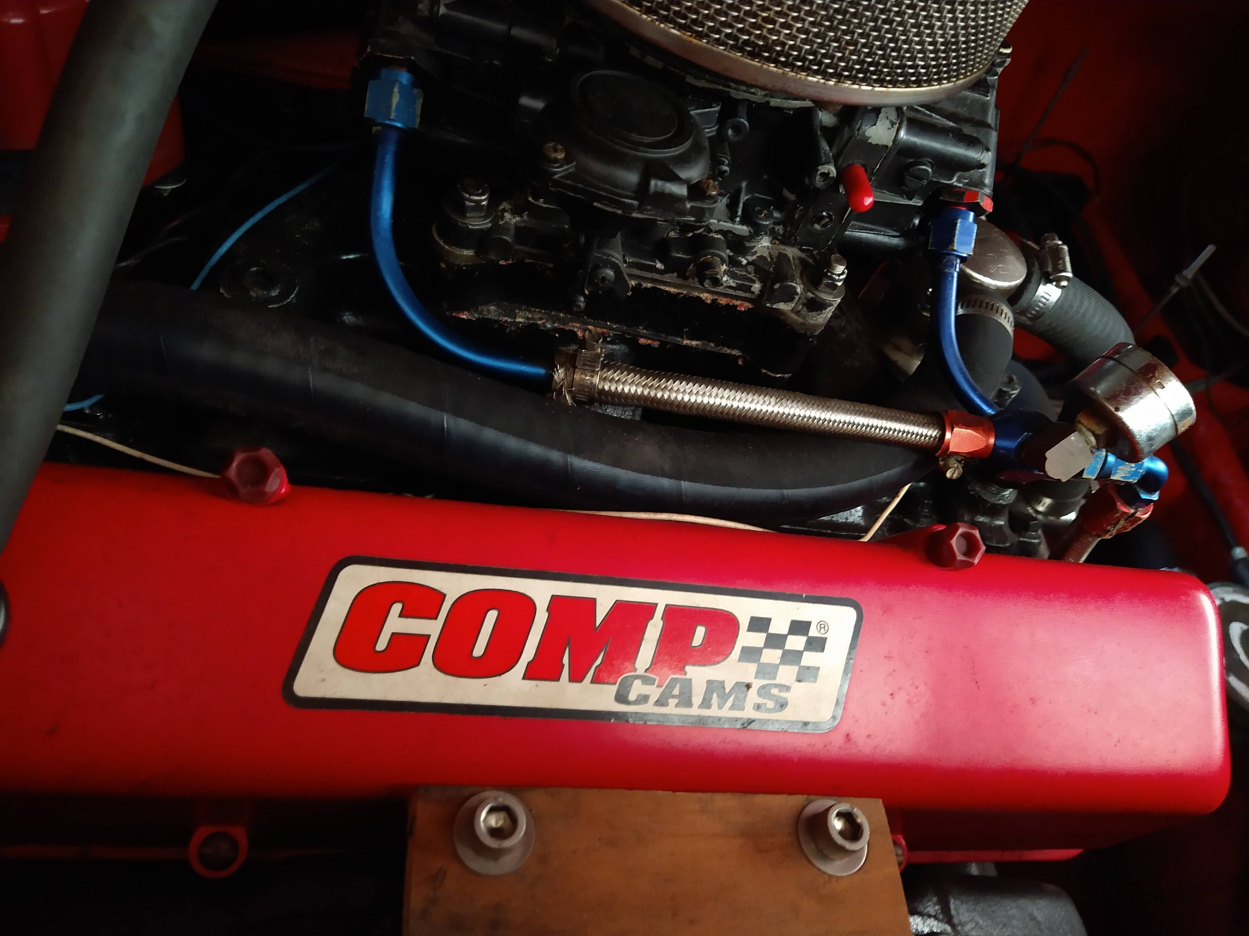 1986 Corsa Performance Boat engine with COMP Cams cover.