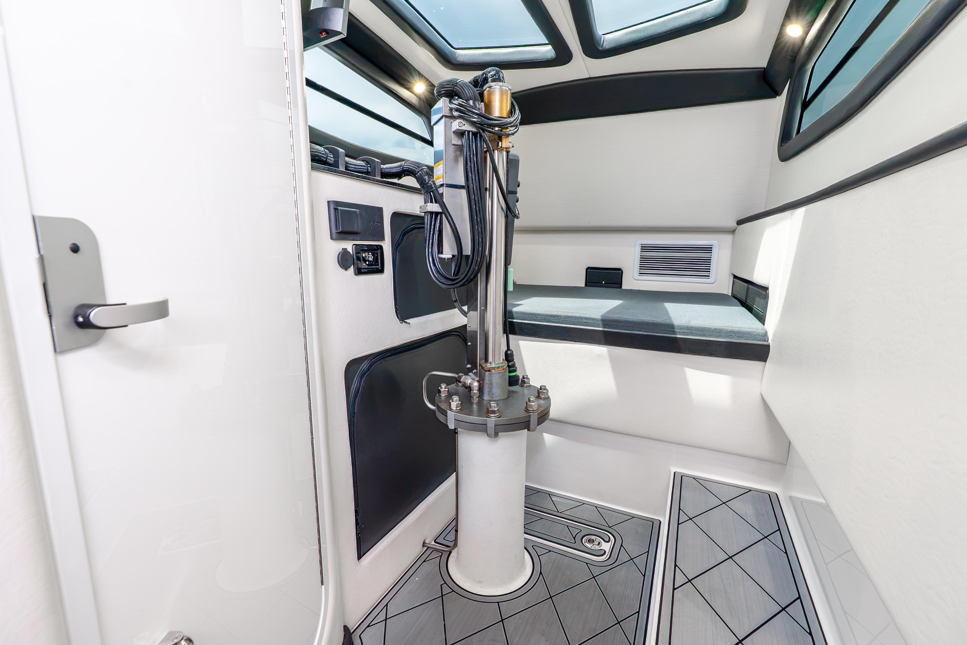 Interior of 2024 Nor-Tech 452 Super Fish boat, featuring modern design and advanced equipment.