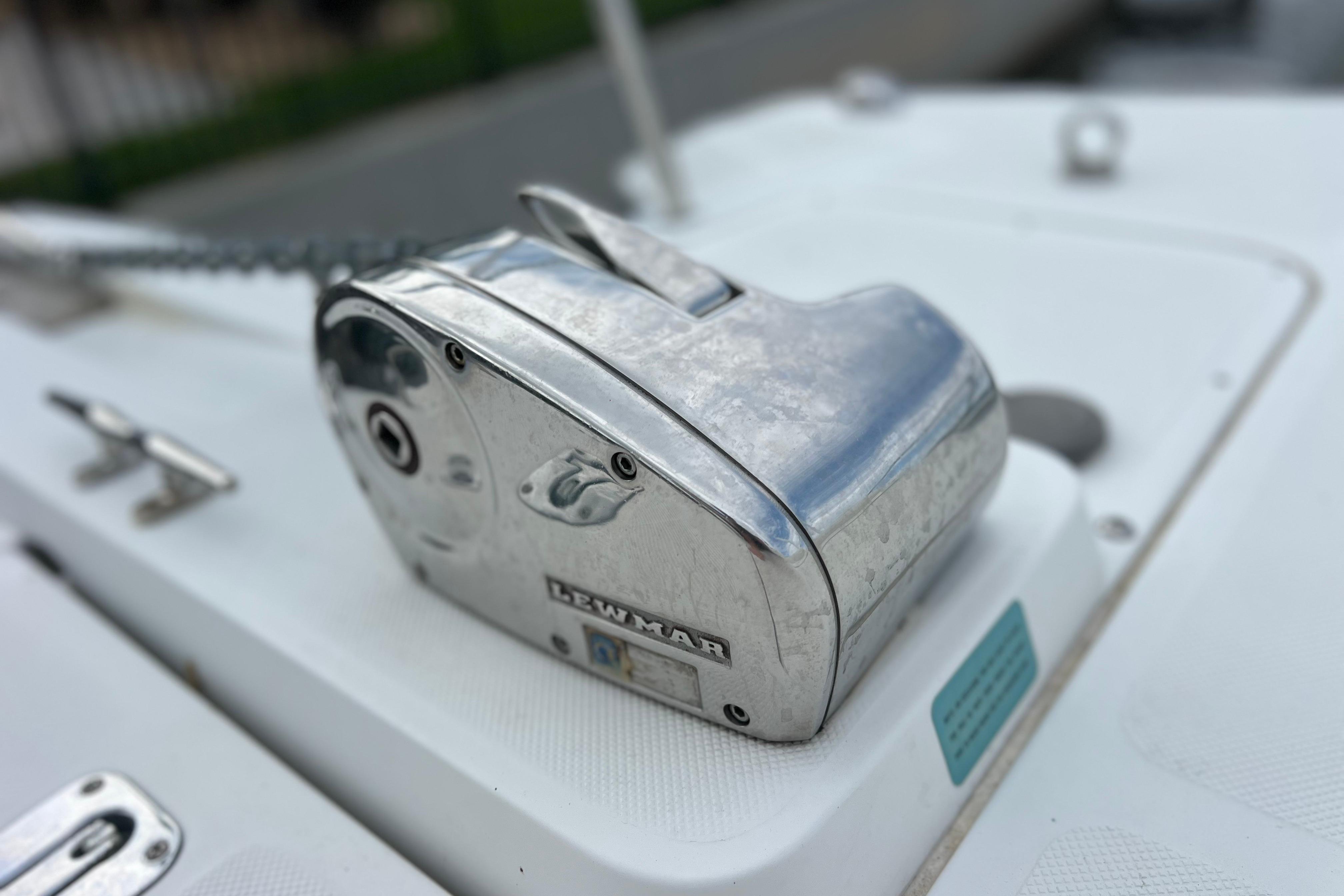 Close-up of a Lewmar winch on a 2011 Glacier Bay 2680 Coastal Runner boat.