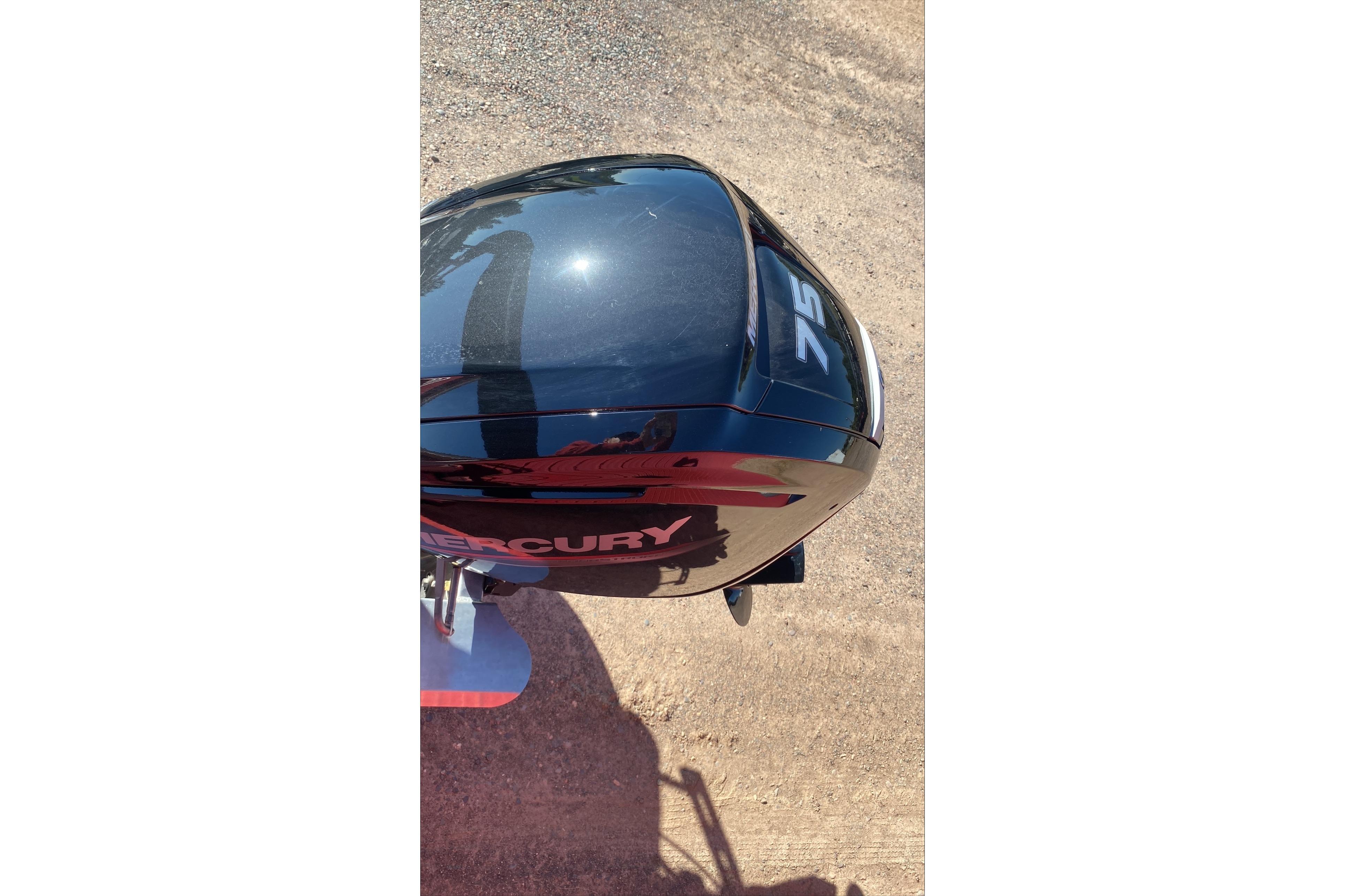 Mercury 75 horsepower outboard motor on 2026 Sun Tracker Party Barge 18 DLX.
