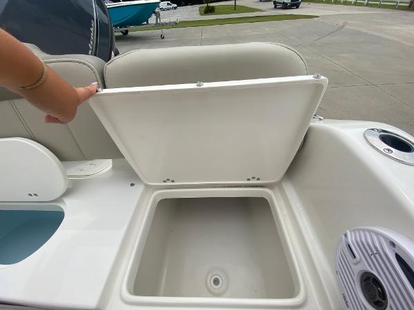 2024 Key West 189 FS boat storage compartment open.