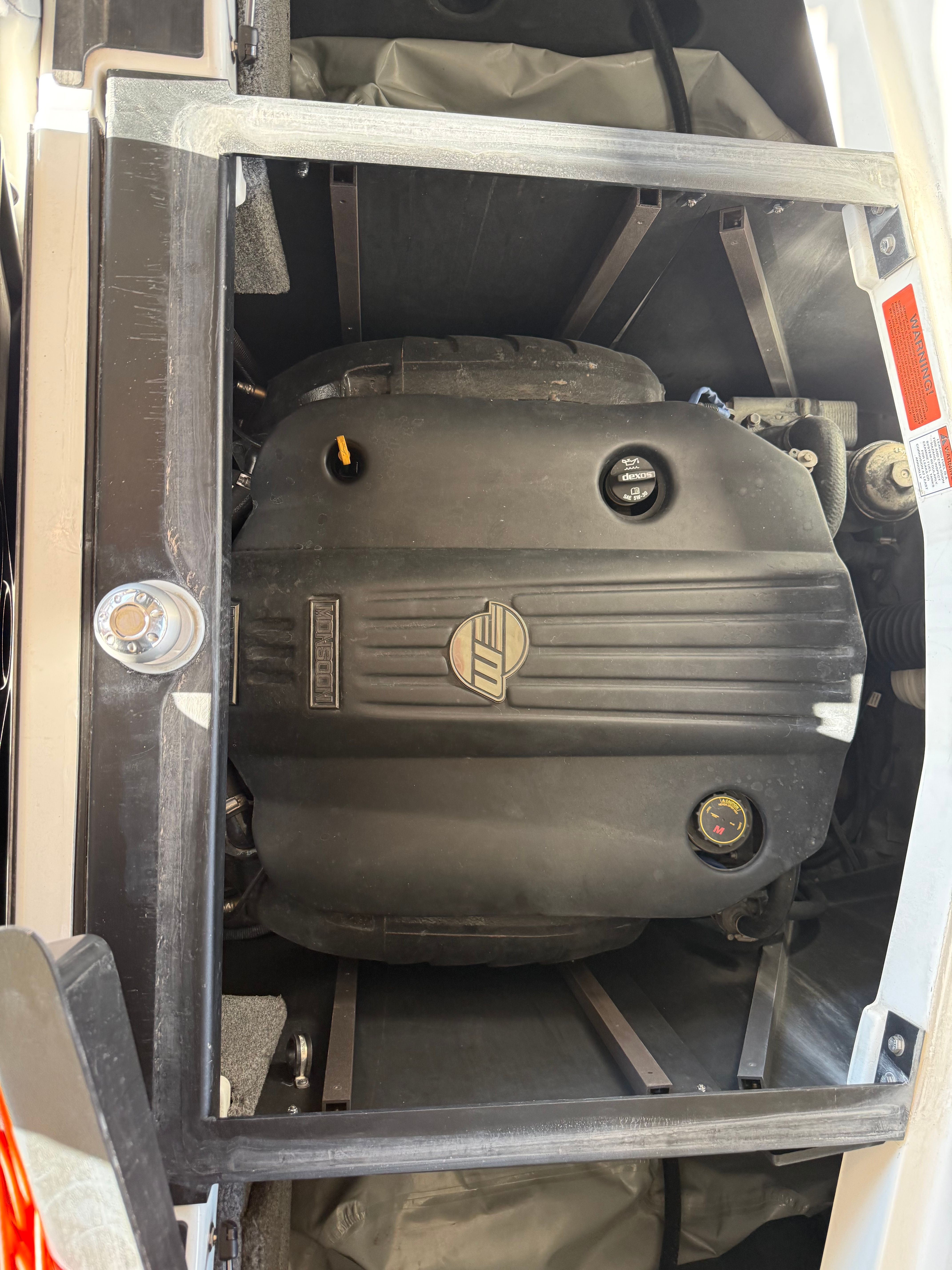 Engine compartment of a 2020 Malibu Wakesetter 25 LSV.
