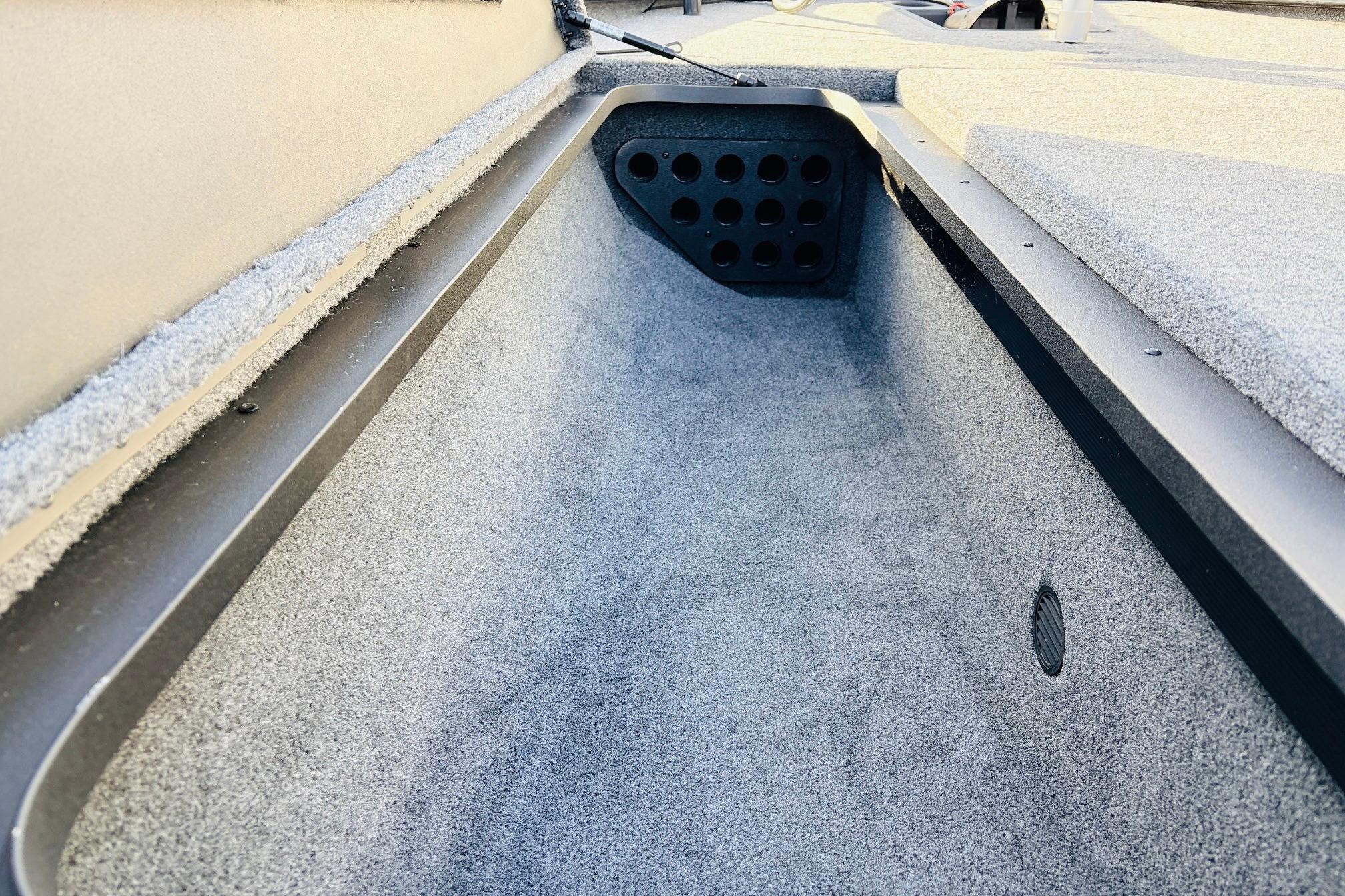 Interior view of 2025 Tracker Savage 215 boat storage compartment.