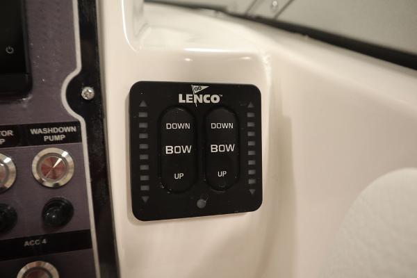Lenco trim tab controls on 2025 Sea Fox 228 Traveler boat dashboard.