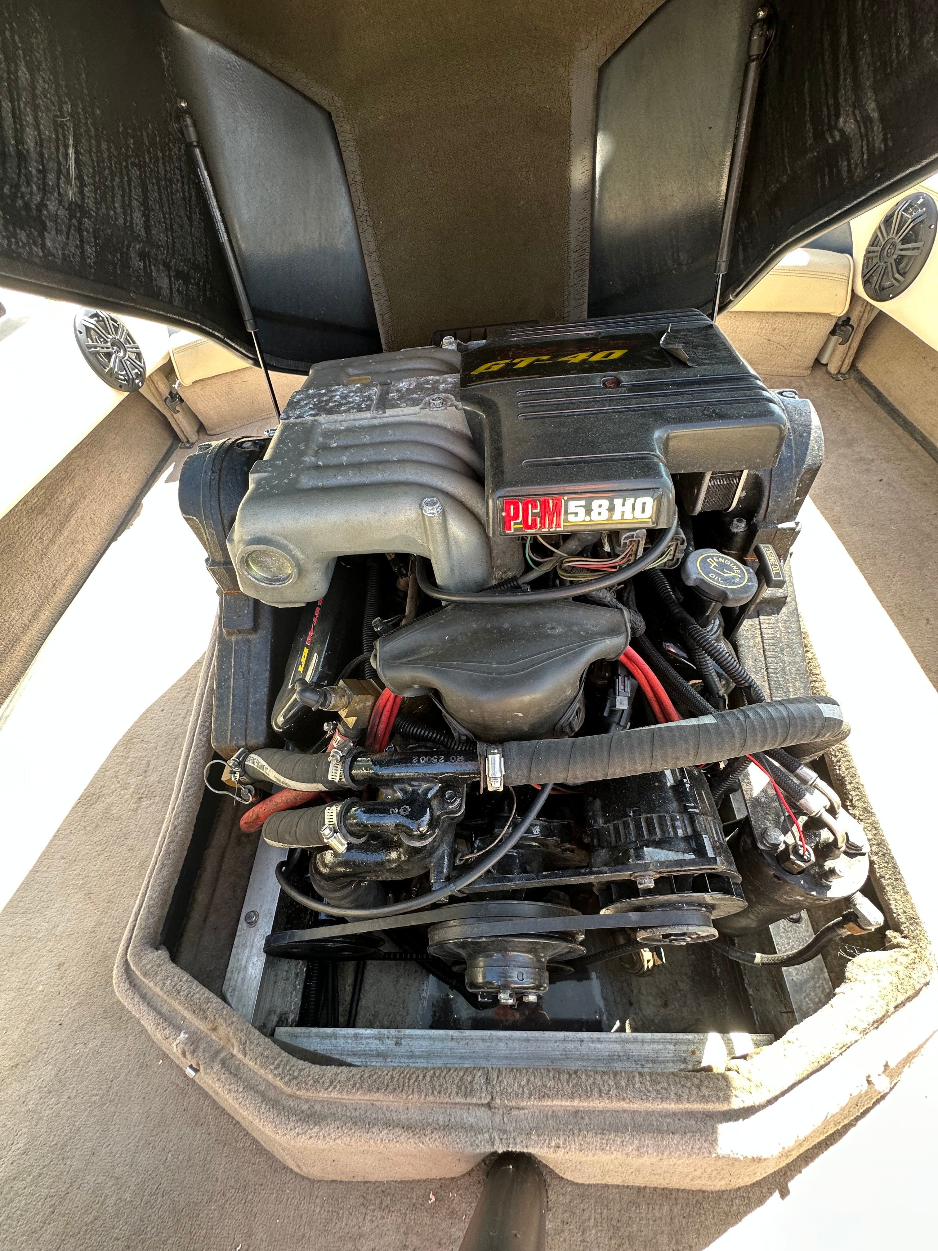 Engine of a 1998 Correct Craft Air Nautique boat.