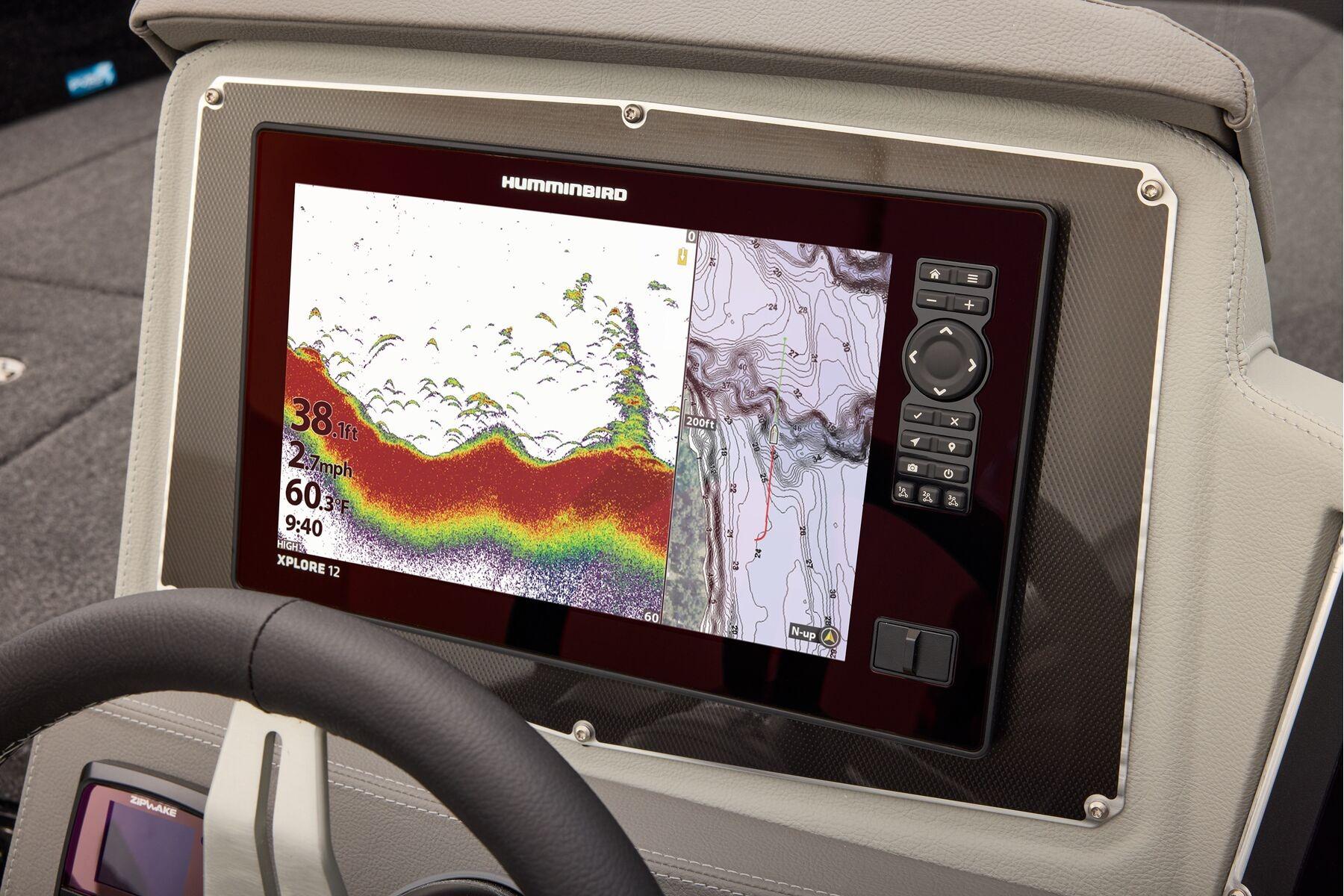 Manufacturer Provided Image: 2026 Ranger 620xFS Pro boat with advanced Humminbird fish finder display.