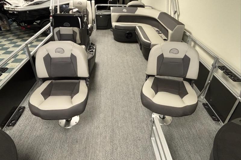 2026 Sun Tracker Bass Buggy 18 DLX interior with comfortable seating and modern design.