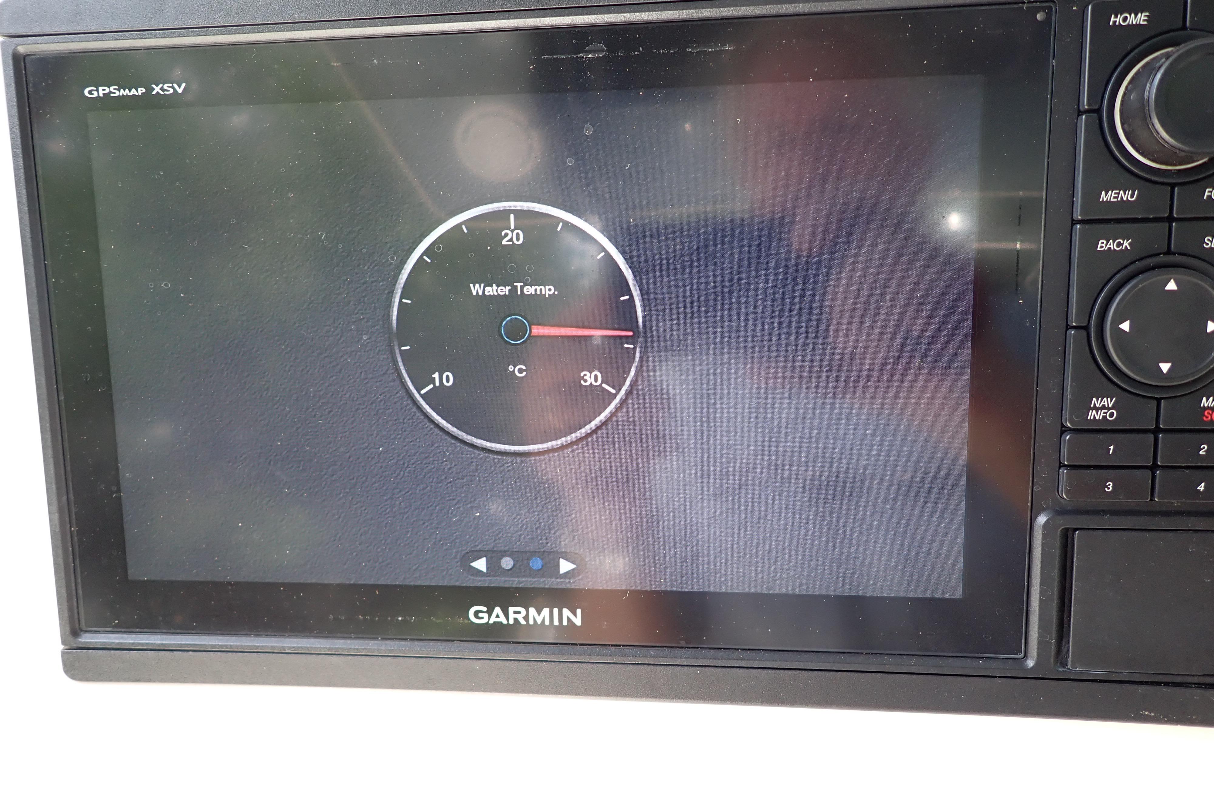Garmin GPSMAP XSV displaying water temperature on a 2019 Key West 263 FS boat.