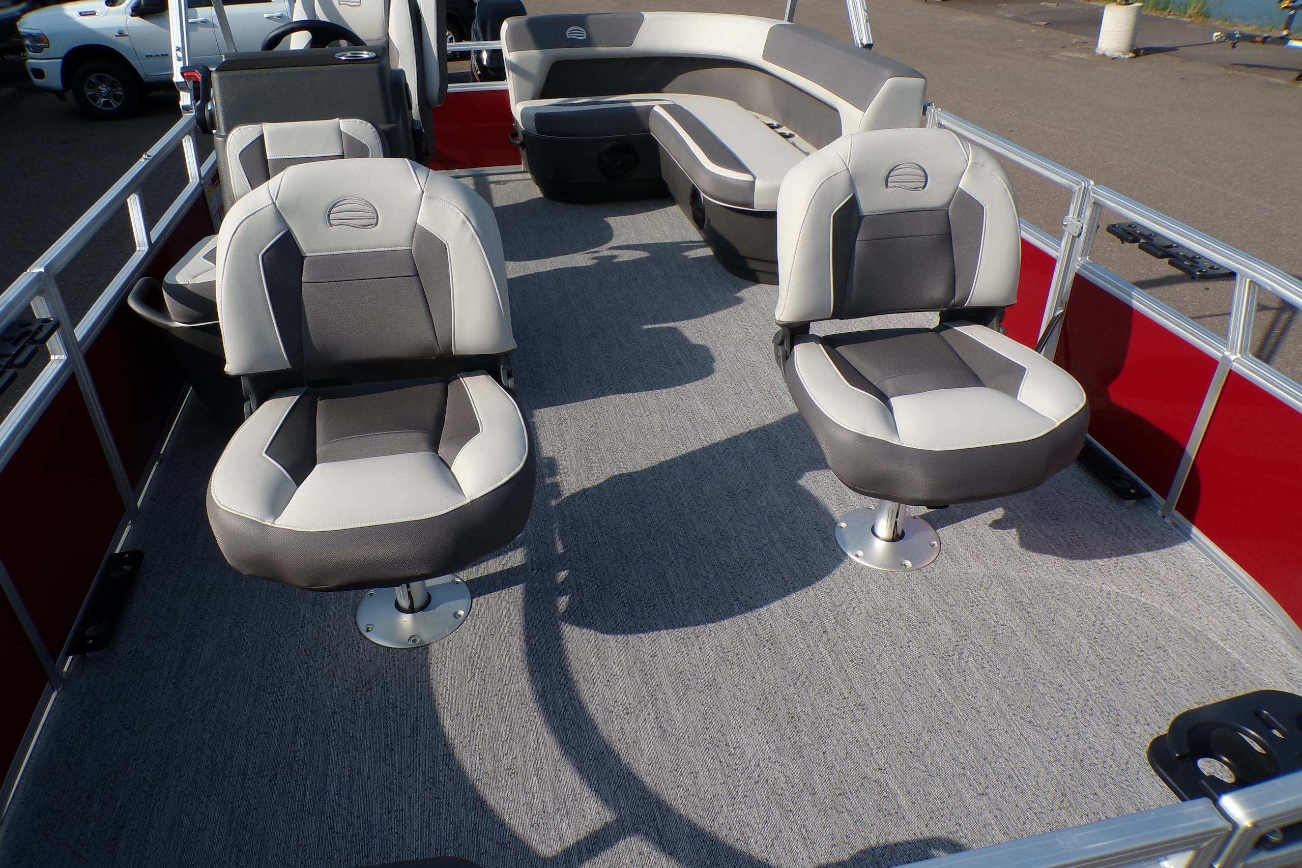 2026 Sun Tracker Bass Buggy 16 XL Select pontoon boat interior with comfortable seating.