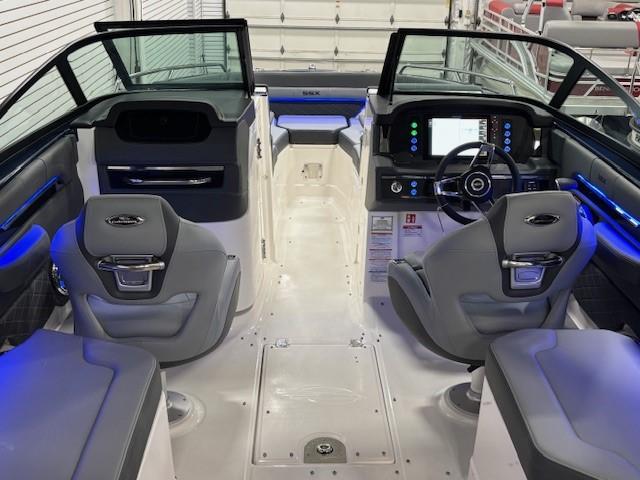 2026 Chaparral SSX 6 boat interior with modern dashboard and seating.