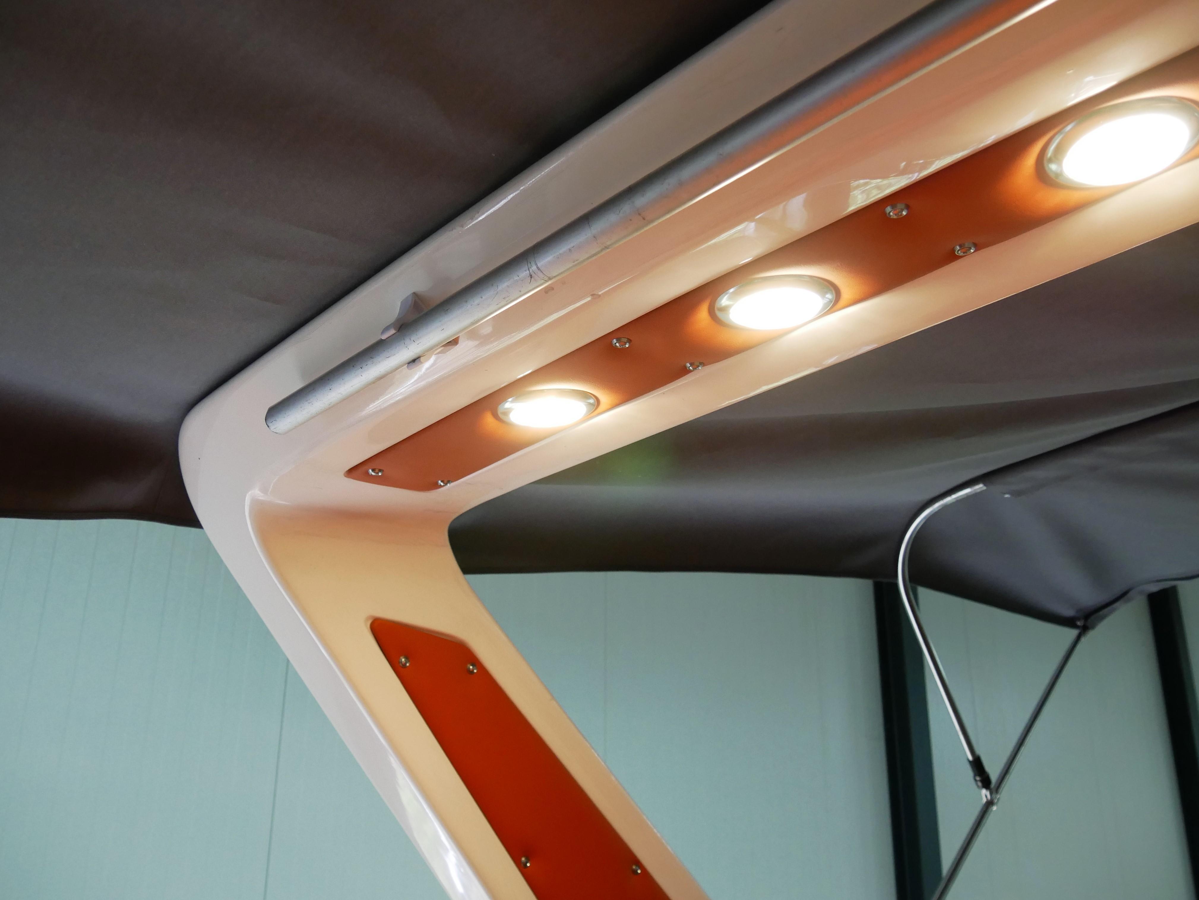 Interior lighting detail of a 1991 Sunseeker Thunderhawk 43 yacht.