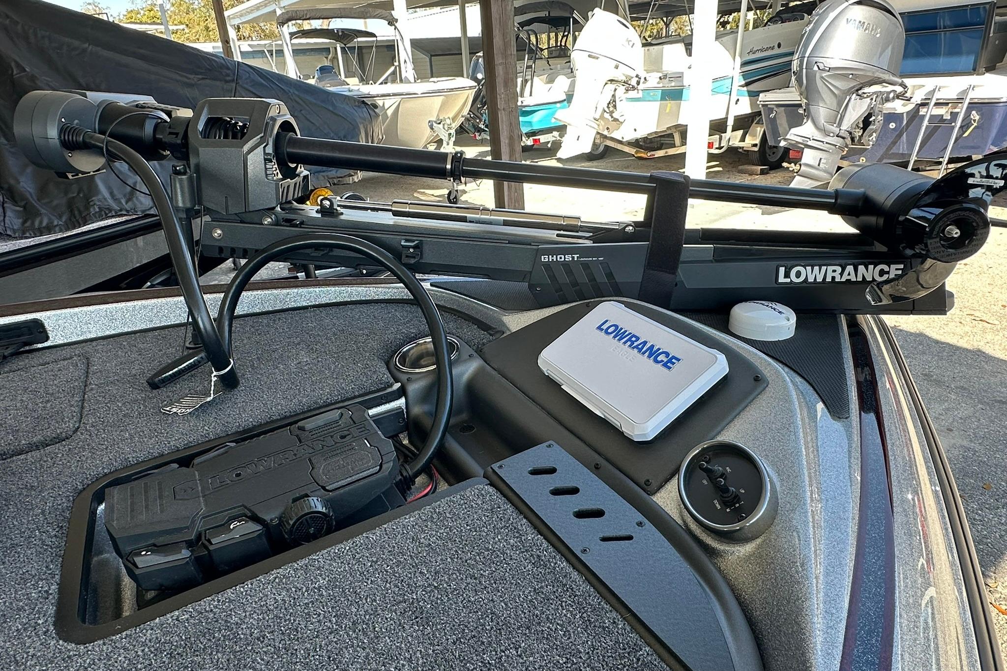 2026 Triton 179 TrX boat with Lowrance Ghost trolling motor and electronics.