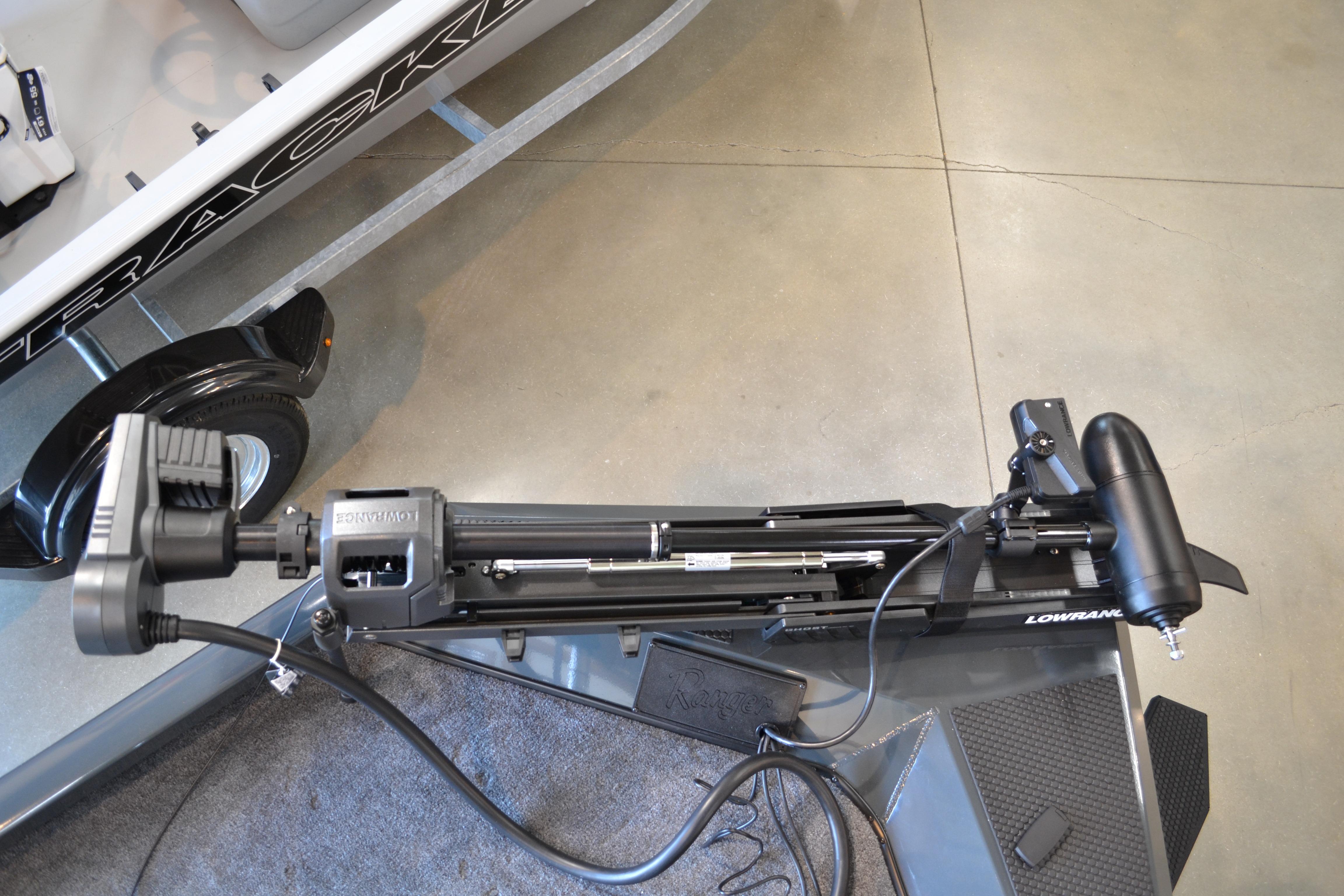 2026 Ranger RT178C boat with Lowrance trolling motor on display.