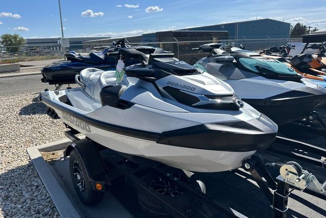 A 2026 Sea-Doo PWC GTX LTD 325 on a trailer in an outdoor setting.