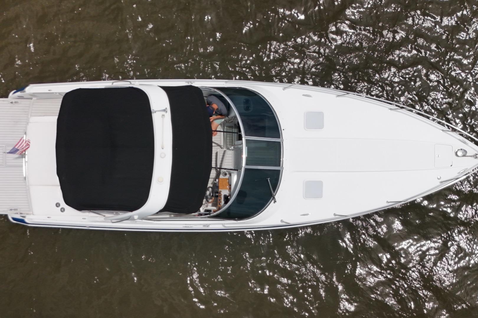 Aerial view of 2007 Formula 330 Sun Sport boat on water.