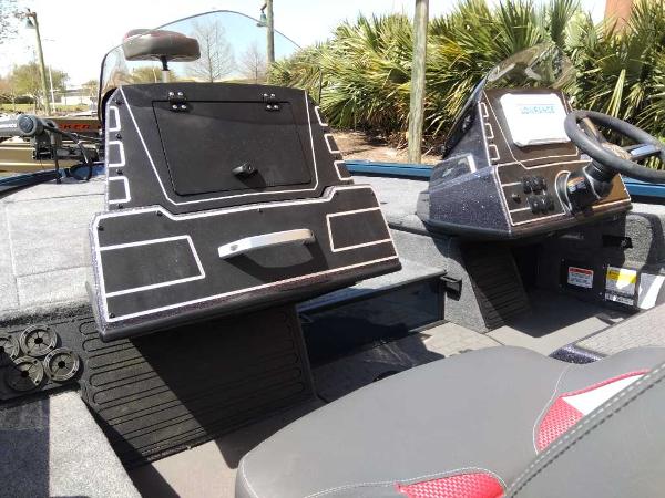 Interior of 2025 Ranger ALPHA 208 boat with modern dashboard and seating.