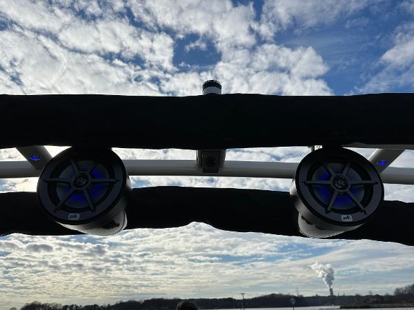 2025 Montara Surf Boss 2.0 25 speakers against a cloudy sky backdrop.