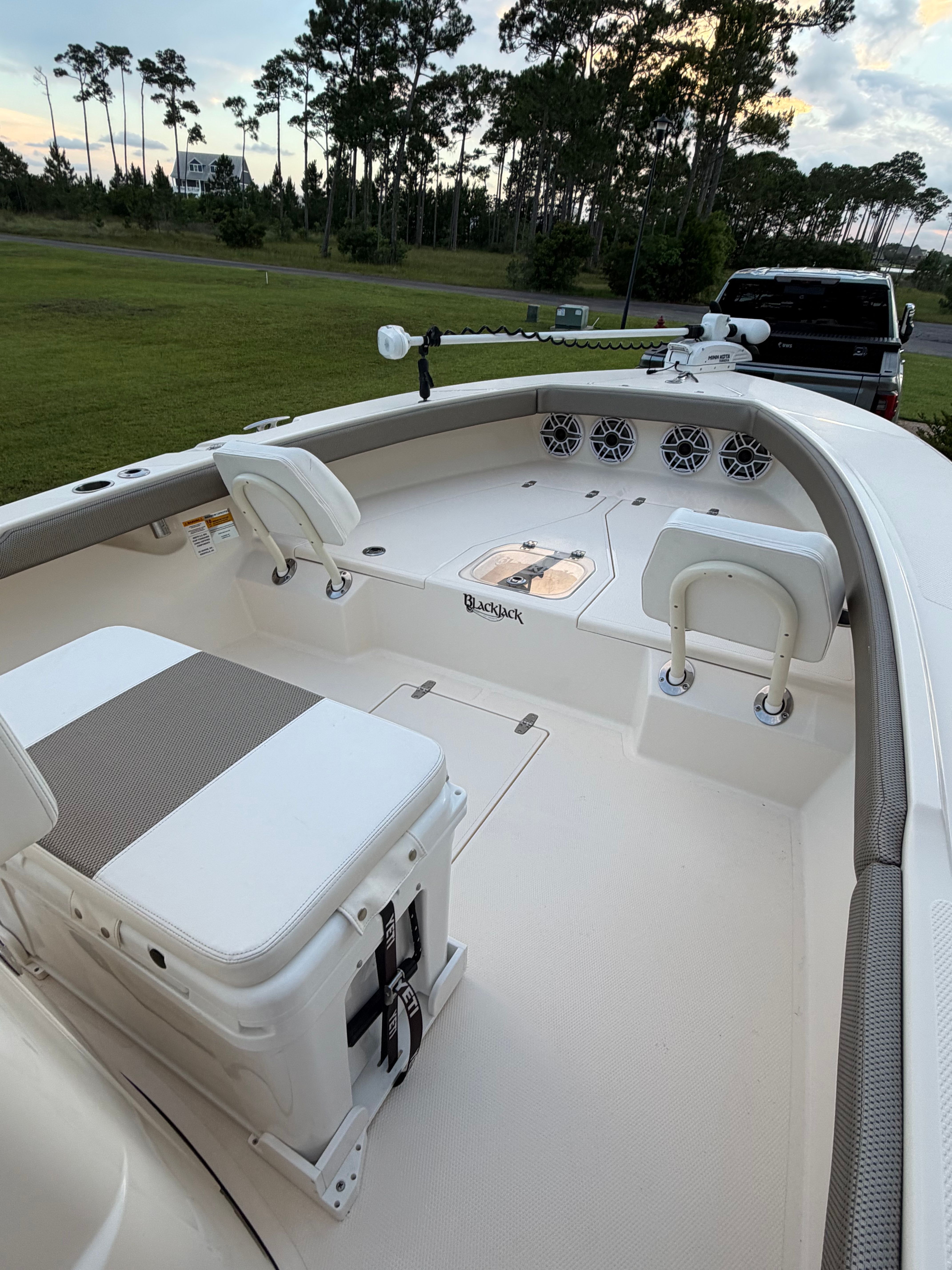 Interior view of a 2022 BlackJack 256 Coastal boat.