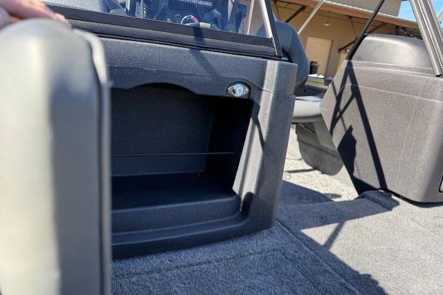 2026 Tracker Targa V-19 WT boat interior with storage compartment and seating.