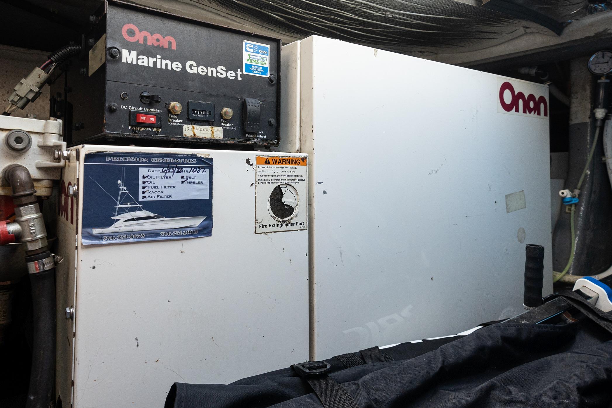 Onan Marine GenSet in 2001 Uniesse 48 Open engine room.