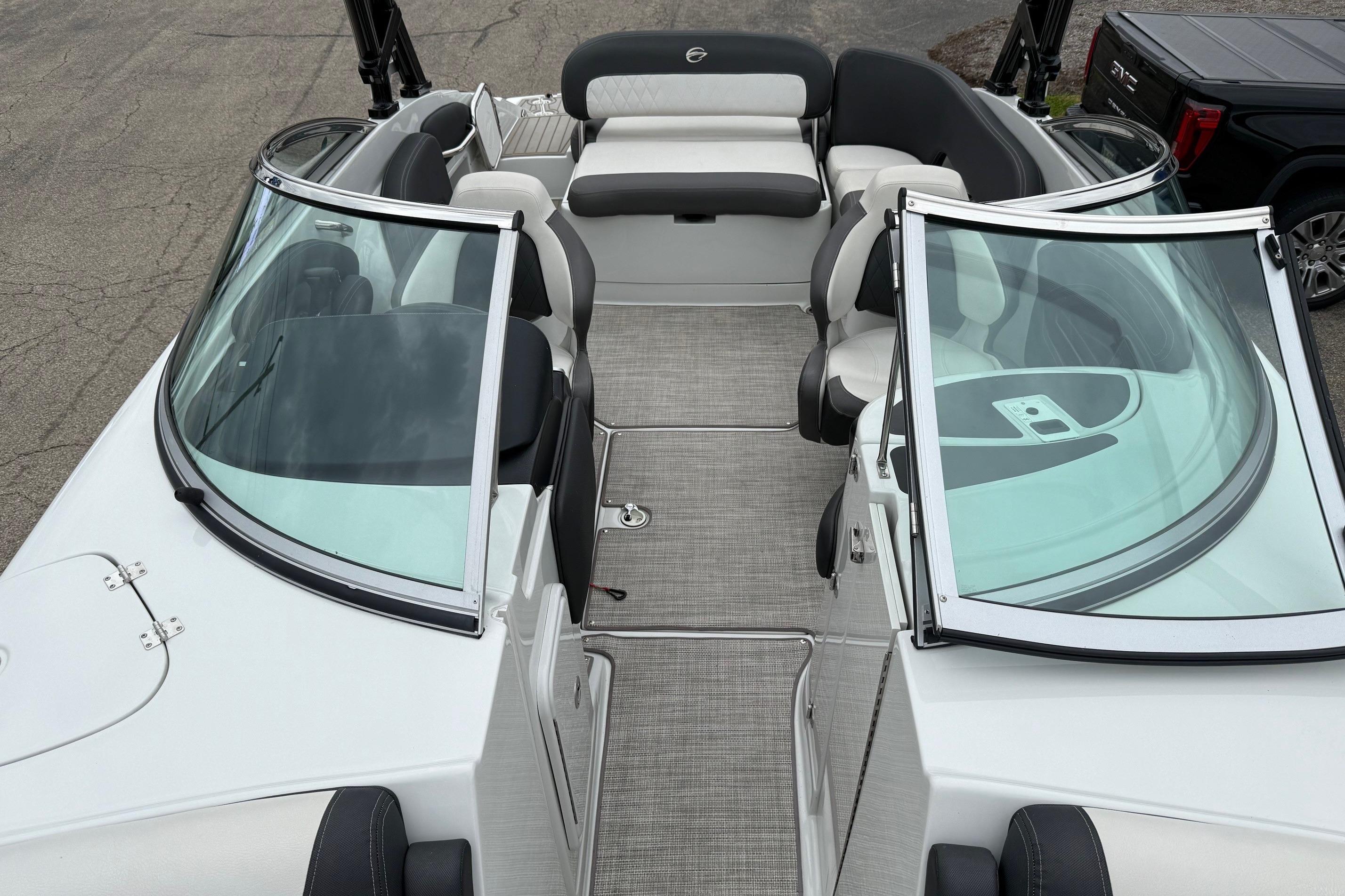 2022 Crownline 255 SS boat interior with sleek seating and modern design.