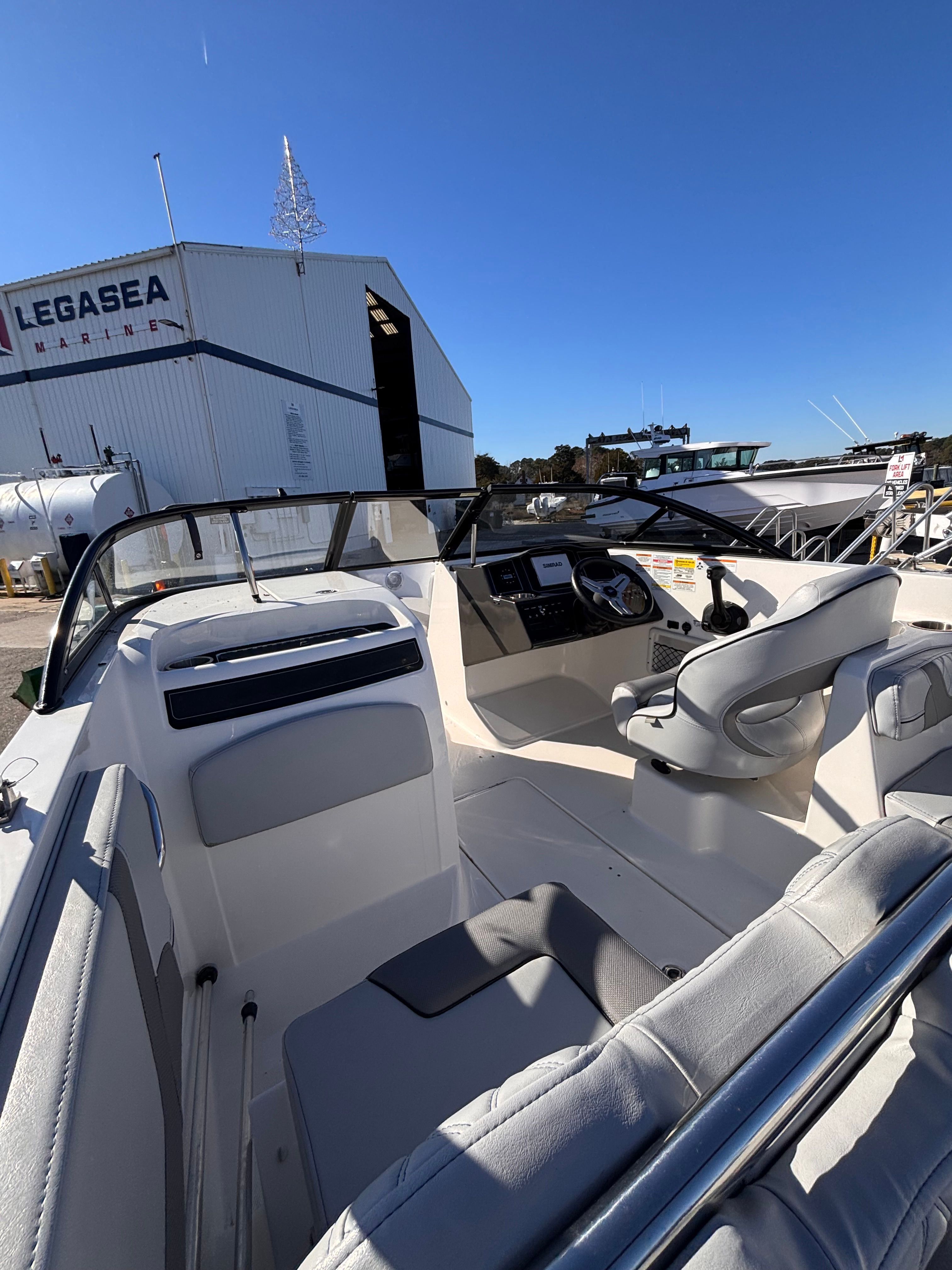 Interior of 2024 Bayliner VR6 Bowrider OB at Legasea Marina.