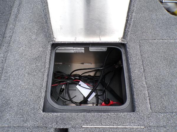 2025 Tracker Pro Guide V-175 Combo storage compartment with wiring.