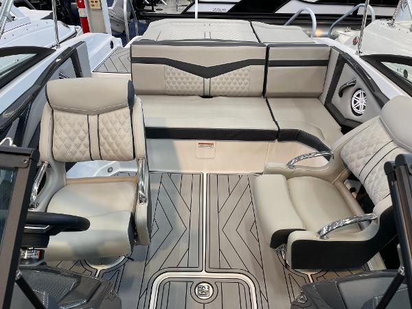2025 Monterey 218 SS boat interior with stylish seating and modern design.