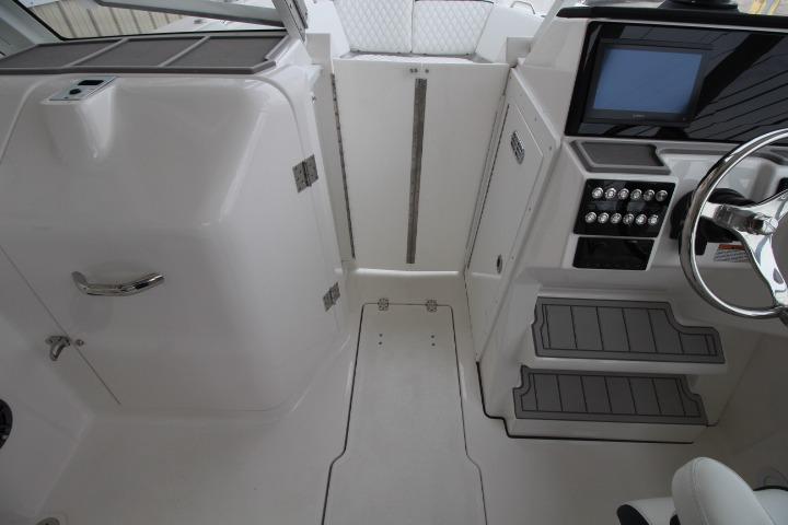 2026 Sea Fox 268 Traveler boat interior with modern controls and sleek design.